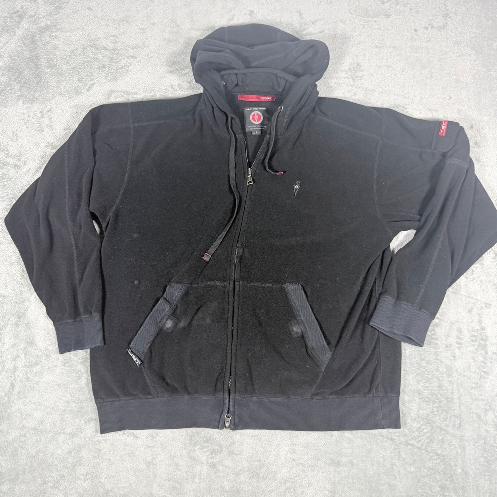 SCOTTeVEST Mens L Black Fleece Full Zip Hoodie Multi Pocket Tech Travel Jacket